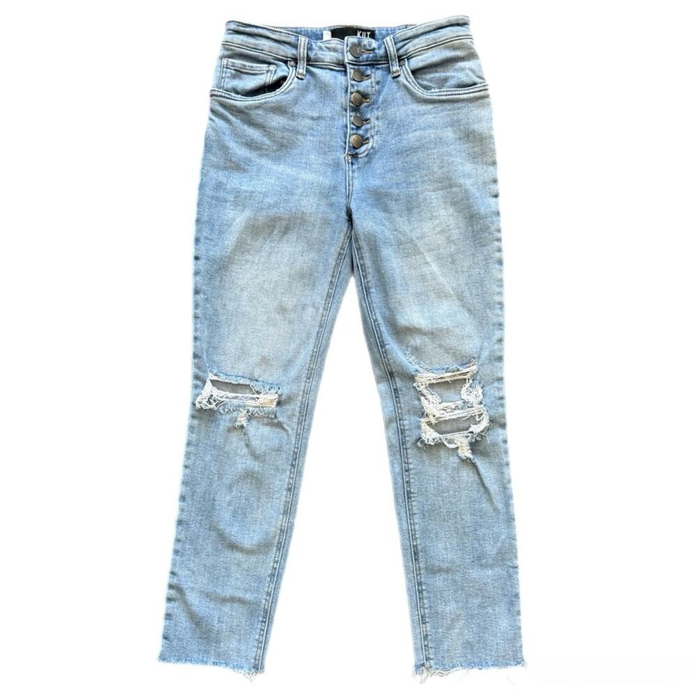 Kut From The Kloth Rachael High-Rise Mom Jeans | Distressed Raw Hem Button Fly